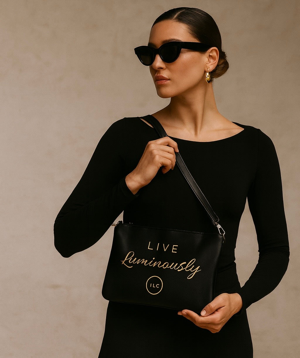 Live Luminously – Signature Edition Crossbody – In Black & Gold - Street to Soirée