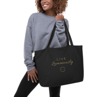 Live Luminously – Signature Edition Carryall Tote in Gold Writing – Market to Martini