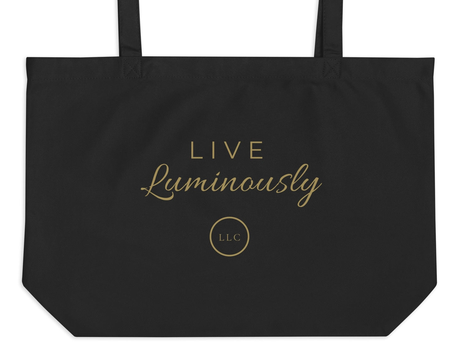 Live Luminously – Signature Edition Carryall Tote in Gold Writing – Market to Martini